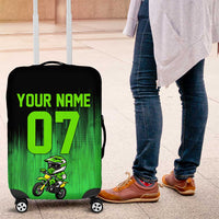 Green Dirt Bike Rider Luggage Cover Forget Toys I Just Wanna Ride Quote and Custom Racing Name Design - Wonder Print Shop