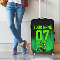 Green Dirt Bike Rider Luggage Cover Forget Toys I Just Wanna Ride Quote and Custom Racing Name Design - Wonder Print Shop