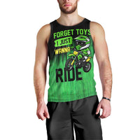 Green Dirt Bike Rider Men Tank Top Forget Toys I Just Wanna Ride Quote and Custom Racing Name Design - Wonder Print Shop