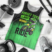 Green Dirt Bike Rider Men Tank Top Forget Toys I Just Wanna Ride Quote and Custom Racing Name Design - Wonder Print Shop