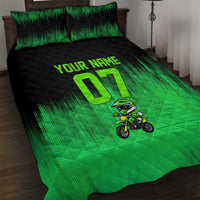 Green Dirt Bike Rider Quilt Bed Set Forget Toys I Just Wanna Ride Quote and Custom Racing Name Design - Wonder Print Shop