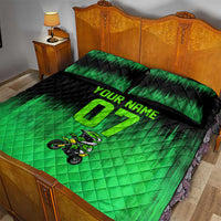 Green Dirt Bike Rider Quilt Bed Set Forget Toys I Just Wanna Ride Quote and Custom Racing Name Design - Wonder Print Shop
