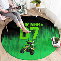 Green Dirt Bike Rider Round Carpet Forget Toys I Just Wanna Ride Quote and Custom Racing Name Design - Wonder Print Shop