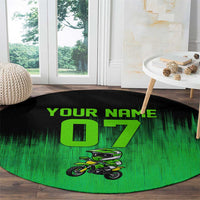 Green Dirt Bike Rider Round Carpet Forget Toys I Just Wanna Ride Quote and Custom Racing Name Design - Wonder Print Shop