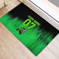 Green Dirt Bike Rider Rubber Doormat Forget Toys I Just Wanna Ride Quote and Custom Racing Name Design - Wonder Print Shop