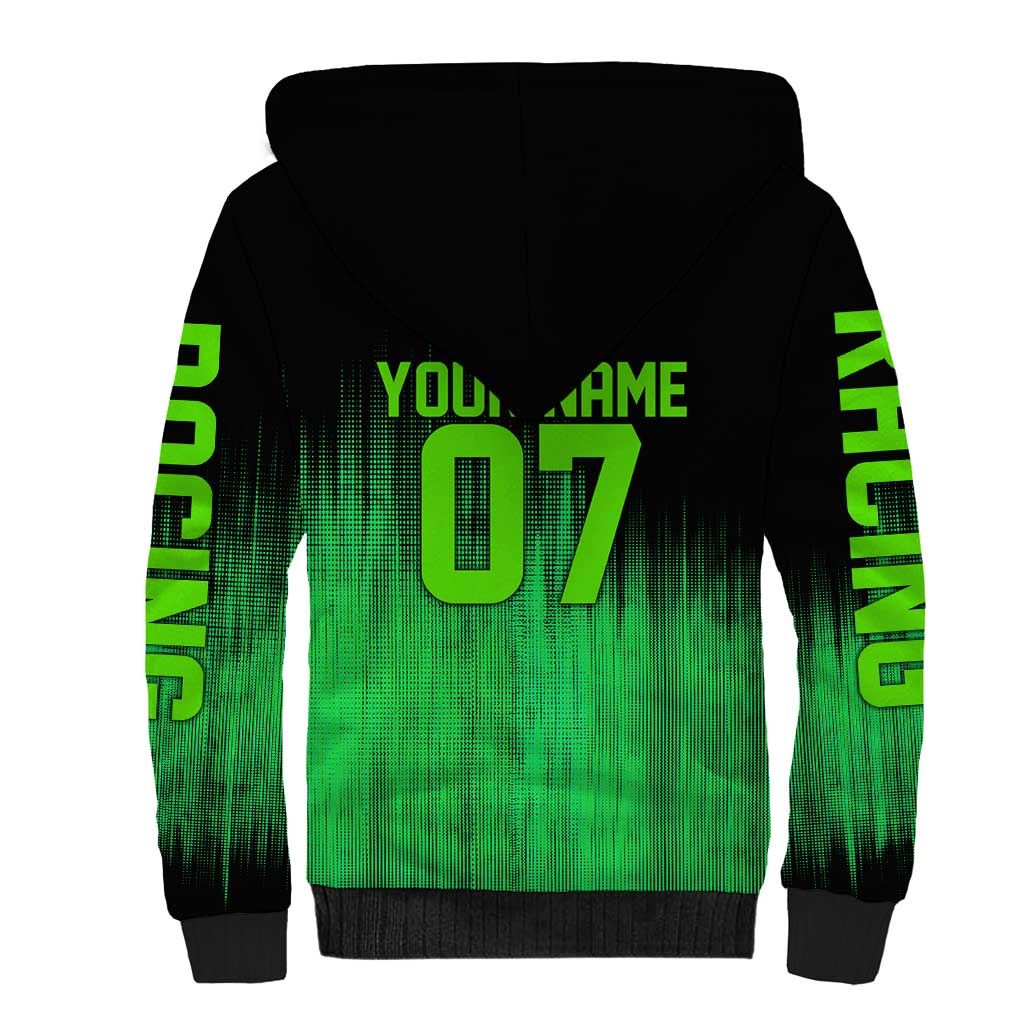 Green Dirt Bike Rider Sherpa Hoodie Forget Toys I Just Wanna Ride Quote and Custom Racing Name Design - Wonder Print Shop