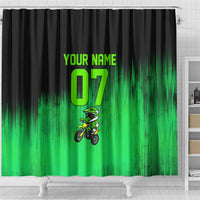 Green Dirt Bike Rider Shower Curtain Forget Toys I Just Wanna Ride Quote and Custom Racing Name Design - Wonder Print Shop