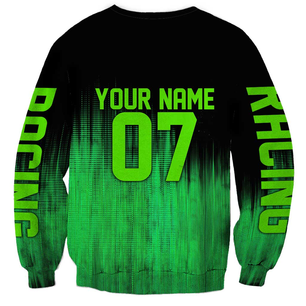 Green Dirt Bike Rider Sweatshirt Forget Toys I Just Wanna Ride Quote and Custom Racing Name Design - Wonder Print Shop
