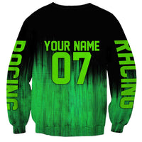 Green Dirt Bike Rider Sweatshirt Forget Toys I Just Wanna Ride Quote and Custom Racing Name Design - Wonder Print Shop