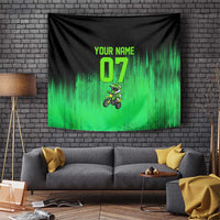 Green Dirt Bike Rider Tapestry Forget Toys I Just Wanna Ride Quote and Custom Racing Name Design - Wonder Print Shop