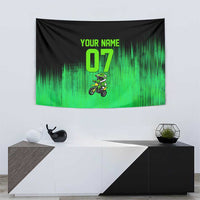 Green Dirt Bike Rider Tapestry Forget Toys I Just Wanna Ride Quote and Custom Racing Name Design - Wonder Print Shop