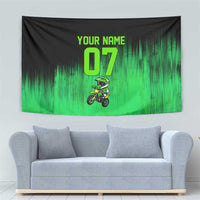 Green Dirt Bike Rider Tapestry Forget Toys I Just Wanna Ride Quote and Custom Racing Name Design - Wonder Print Shop