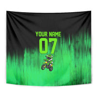 Green Dirt Bike Rider Tapestry Forget Toys I Just Wanna Ride Quote and Custom Racing Name Design - Wonder Print Shop