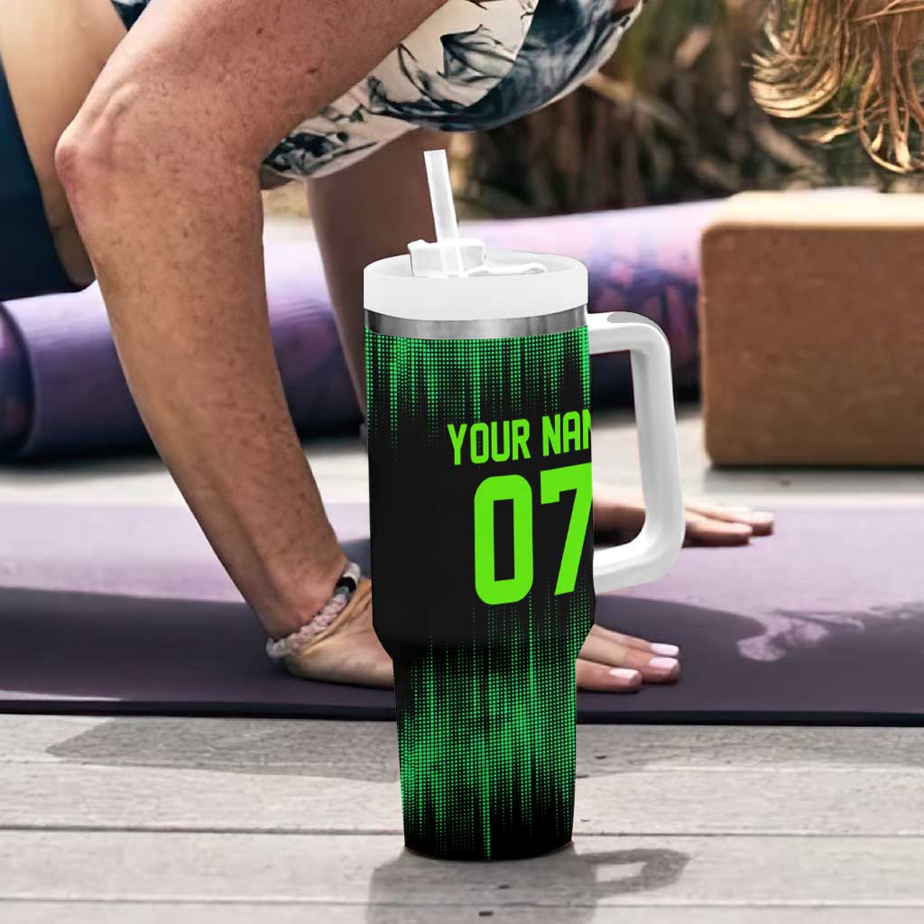 Green Dirt Bike Rider Tumbler With Handle Forget Toys I Just Wanna Ride Quote and Custom Racing Name Design - Wonder Print Shop