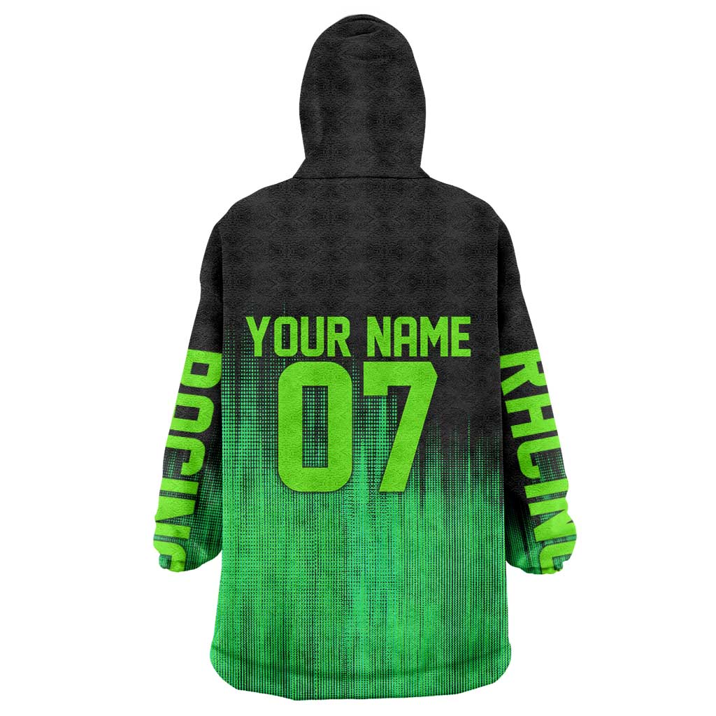 Green Dirt Bike Rider Wearable Blanket Hoodie Forget Toys I Just Wanna Ride Quote and Custom Racing Name Design - Wonder Print Shop