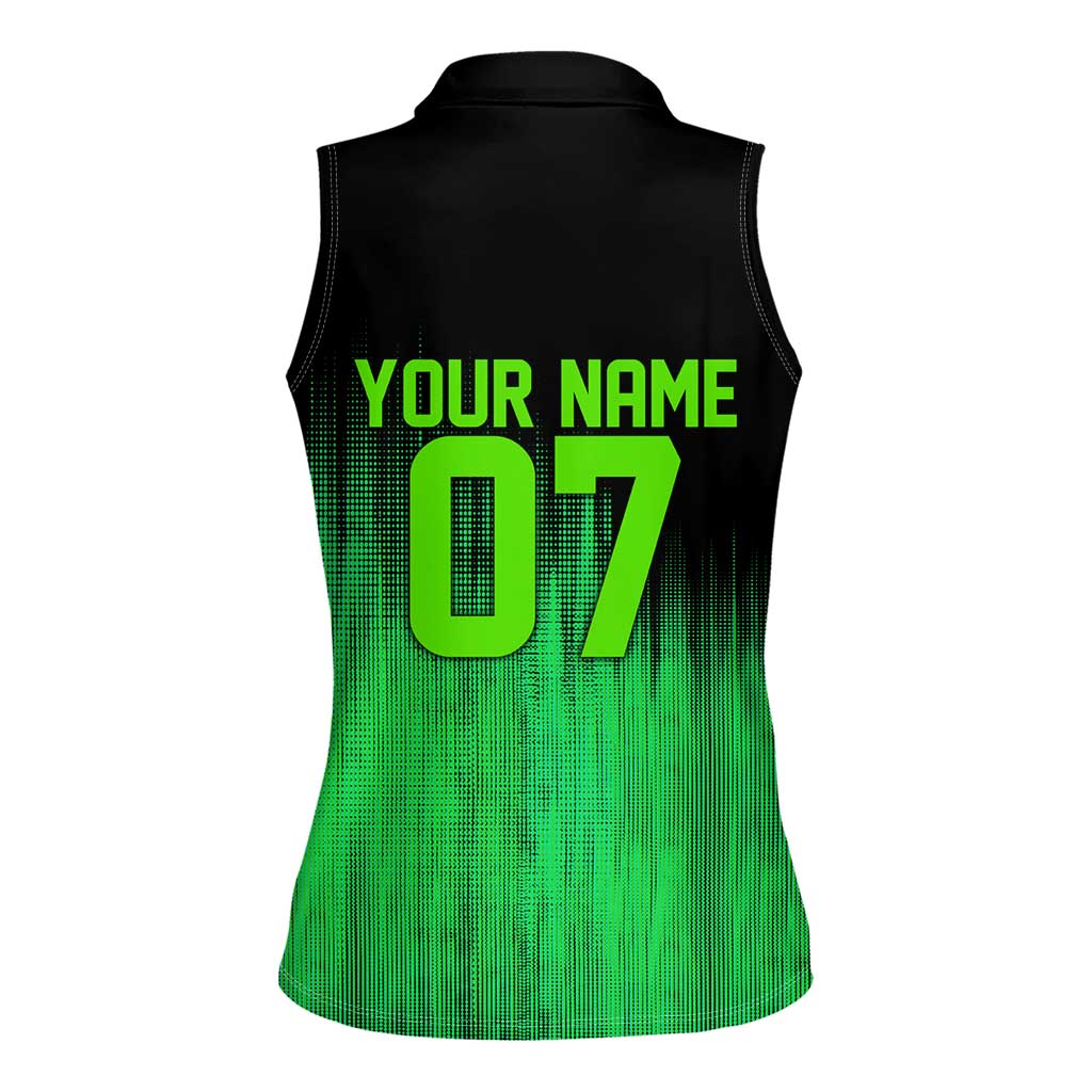 Green Dirt Bike Rider Women Sleeveless Polo Shirt Forget Toys I Just Wanna Ride Quote and Custom Racing Name Design - Wonder Print Shop