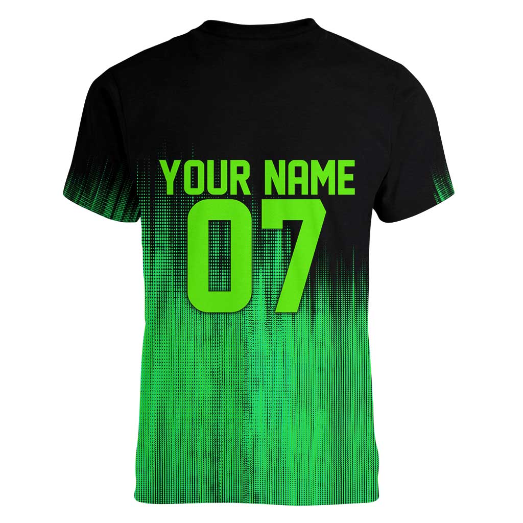 Green Dirt Bike Rider Women V-Neck T-Shirt Forget Toys I Just Wanna Ride Quote and Custom Racing Name Design - Wonder Print Shop