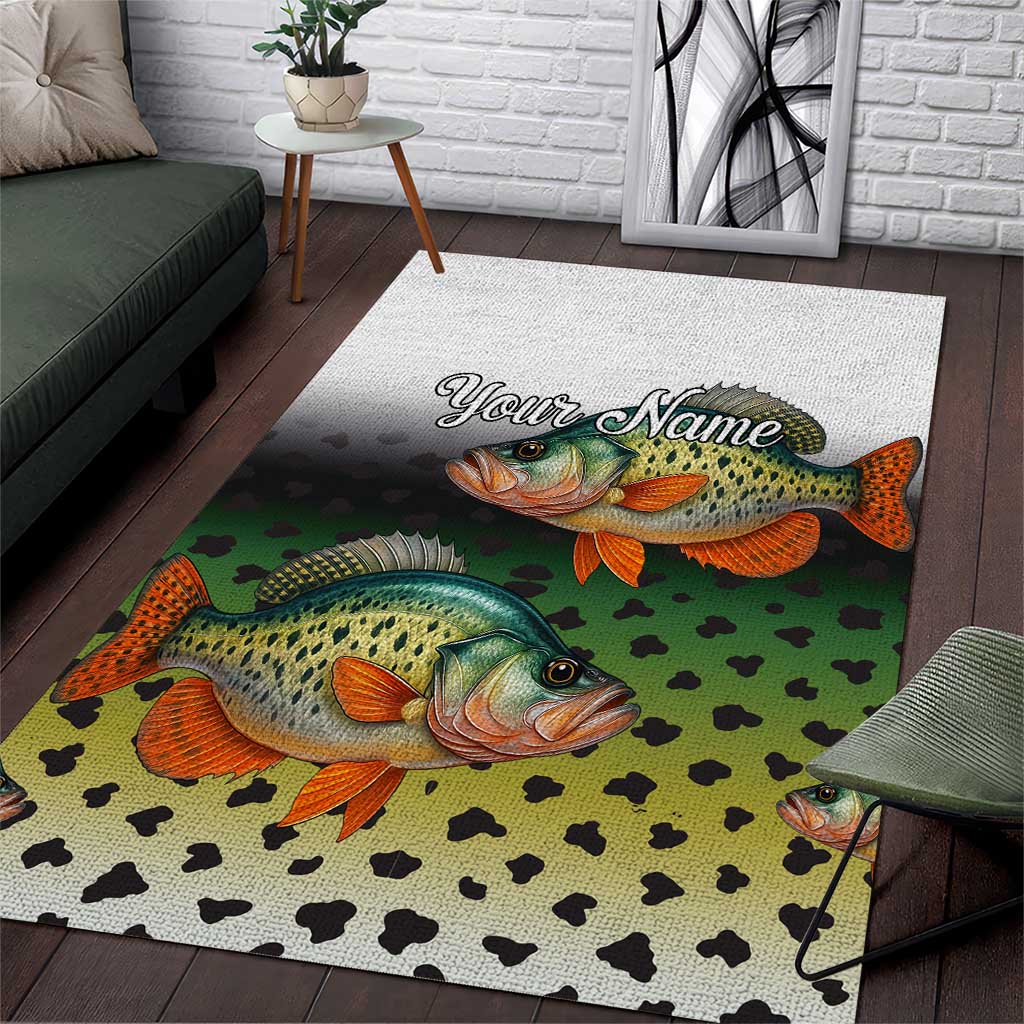 Colorful Crappie Fishing Green Scales Area Rug Gradient Camo Pattern and Custom Name Fishing - Wonder Print Shop