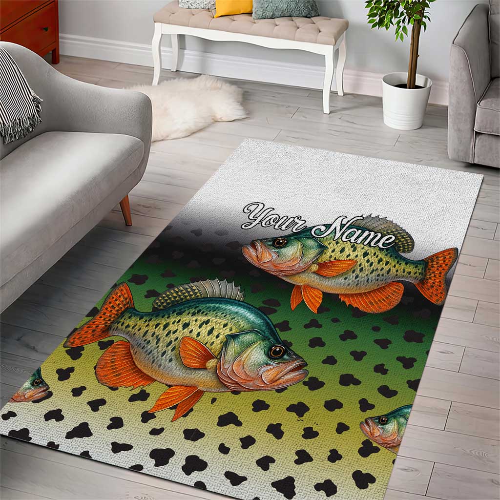 Colorful Crappie Fishing Green Scales Area Rug Gradient Camo Pattern and Custom Name Fishing - Wonder Print Shop