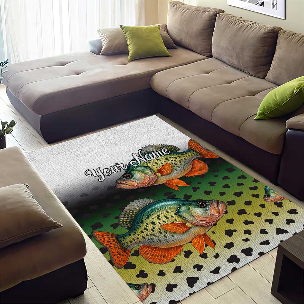 Colorful Crappie Fishing Green Scales Area Rug Gradient Camo Pattern and Custom Name Fishing - Wonder Print Shop