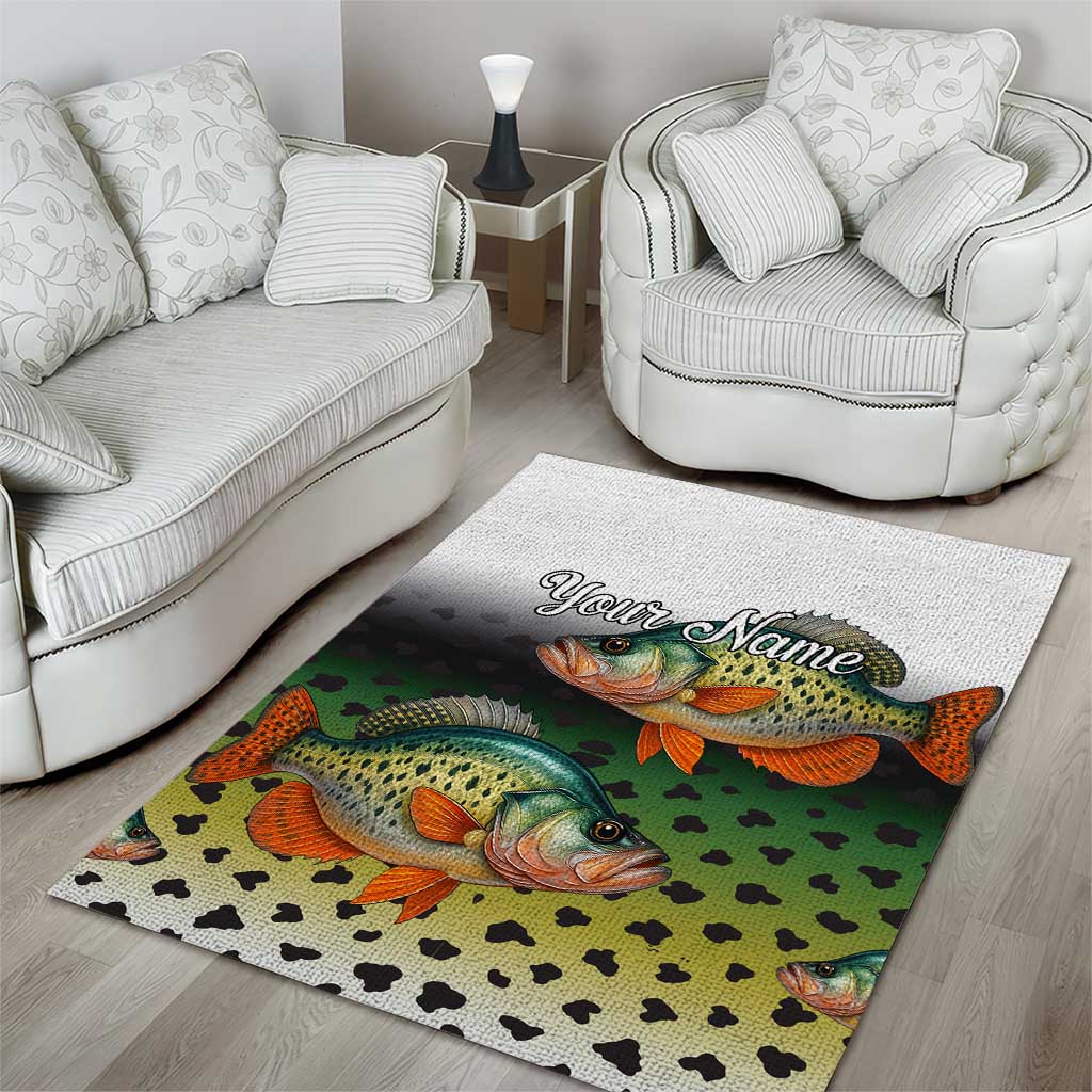 Colorful Crappie Fishing Green Scales Area Rug Gradient Camo Pattern and Custom Name Fishing - Wonder Print Shop