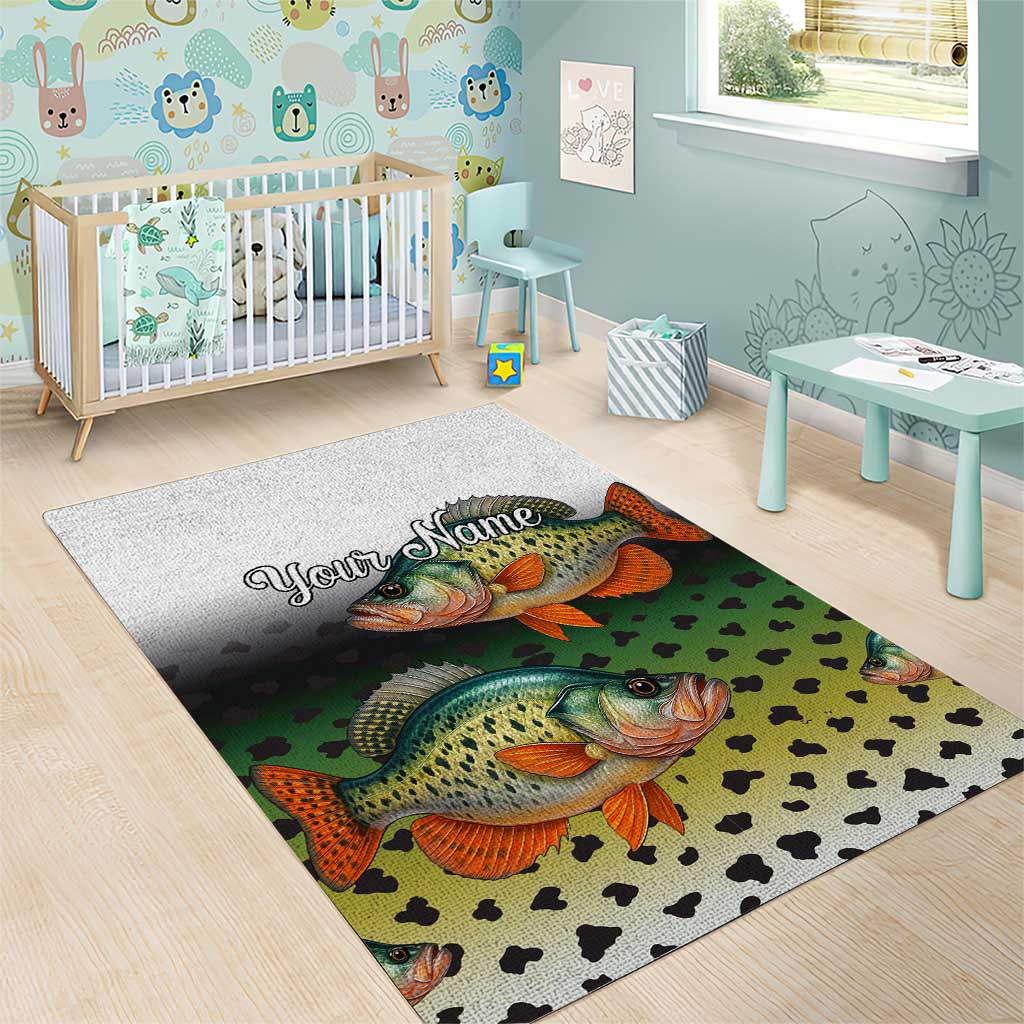 Colorful Crappie Fishing Green Scales Area Rug Gradient Camo Pattern and Custom Name Fishing - Wonder Print Shop