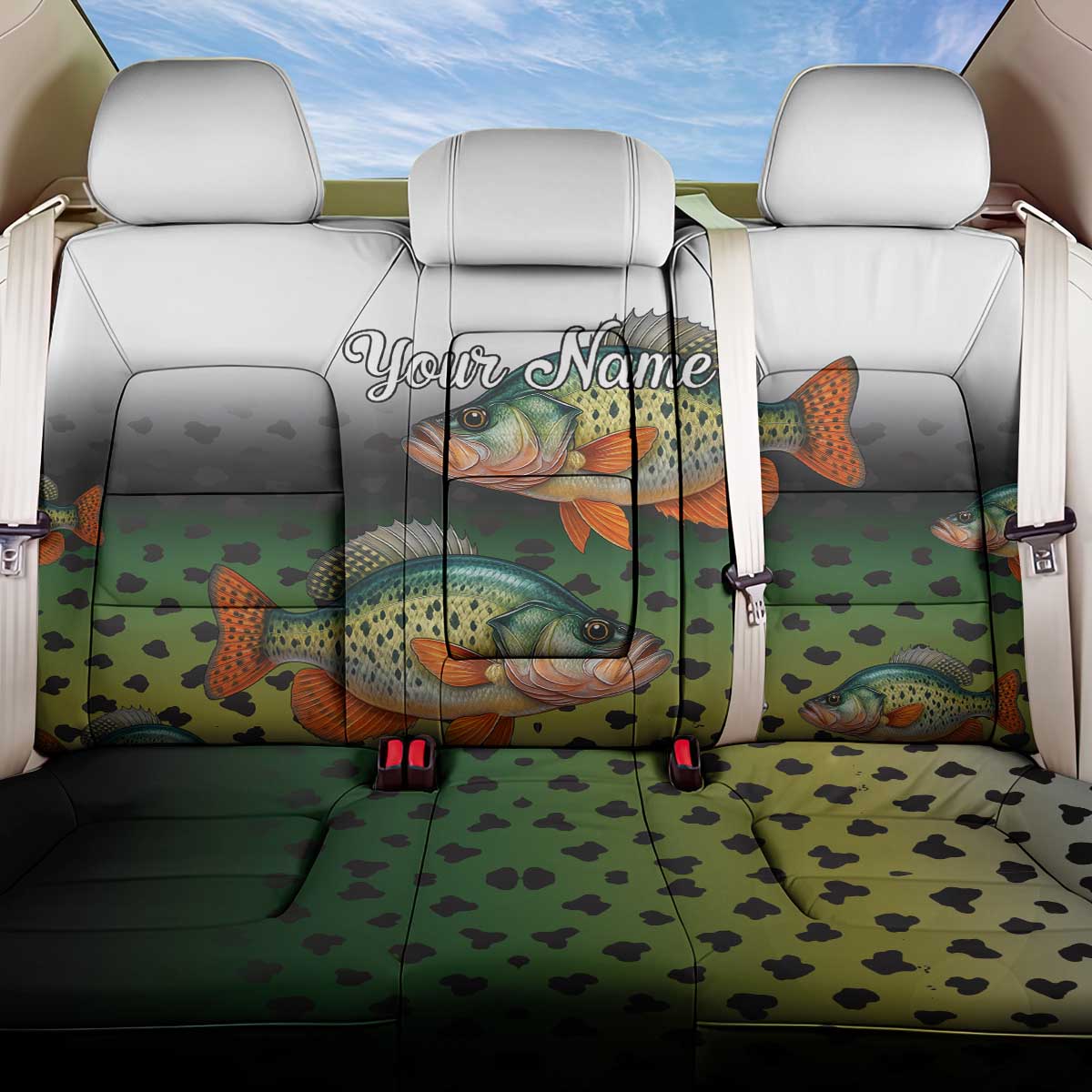 Colorful Crappie Fishing Green Scales Back Car Seat Cover Gradient Camo Pattern and Custom Name Fishing - Wonder Print Shop