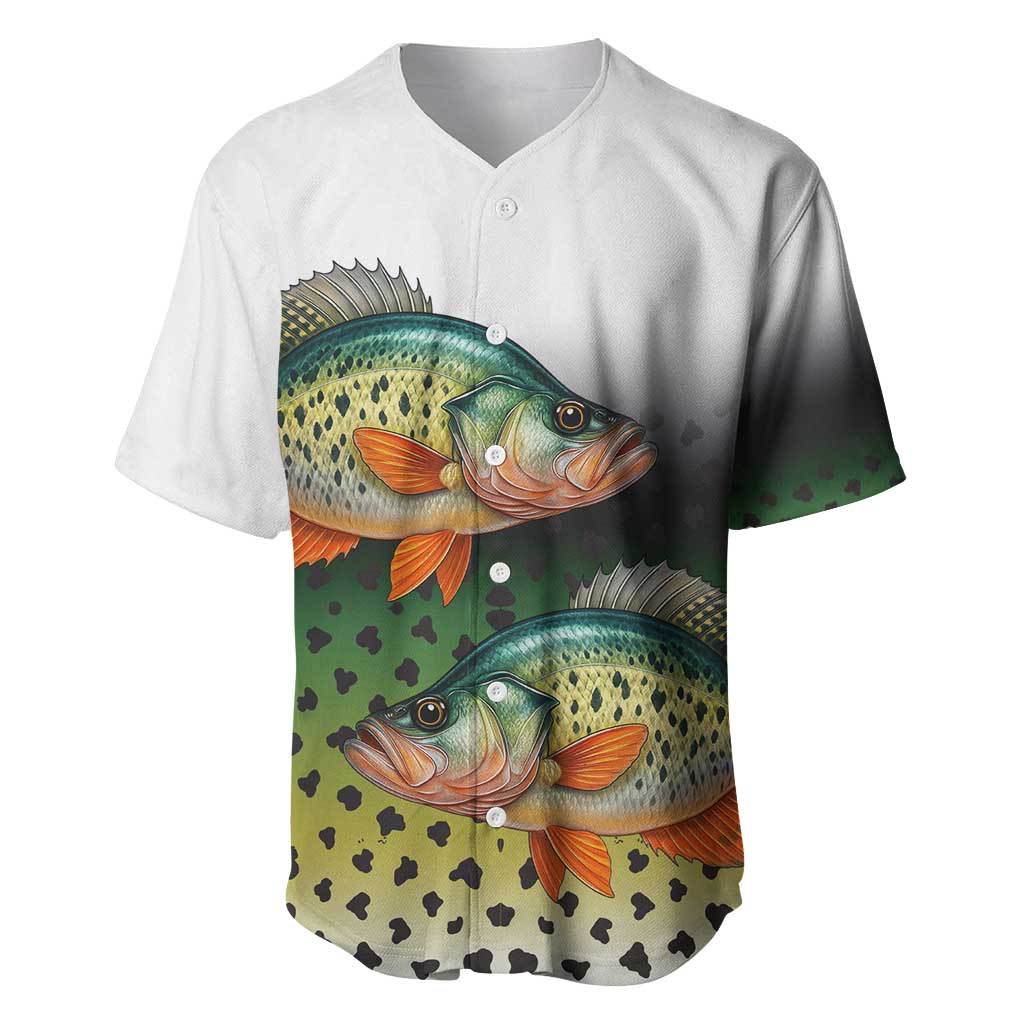 Colorful Crappie Fishing Green Scales Baseball Jersey Gradient Camo Pattern and Custom Name Fishing - Wonder Print Shop