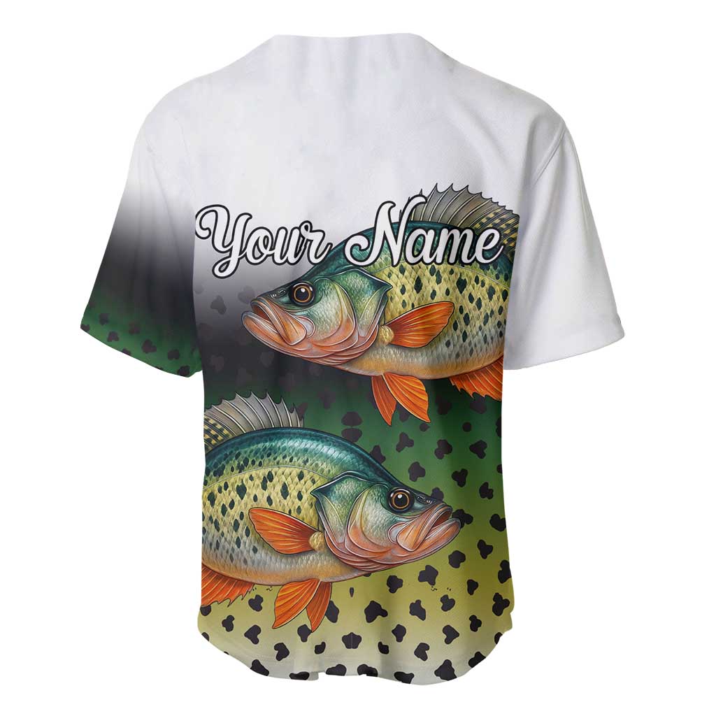 Colorful Crappie Fishing Green Scales Baseball Jersey Gradient Camo Pattern and Custom Name Fishing - Wonder Print Shop