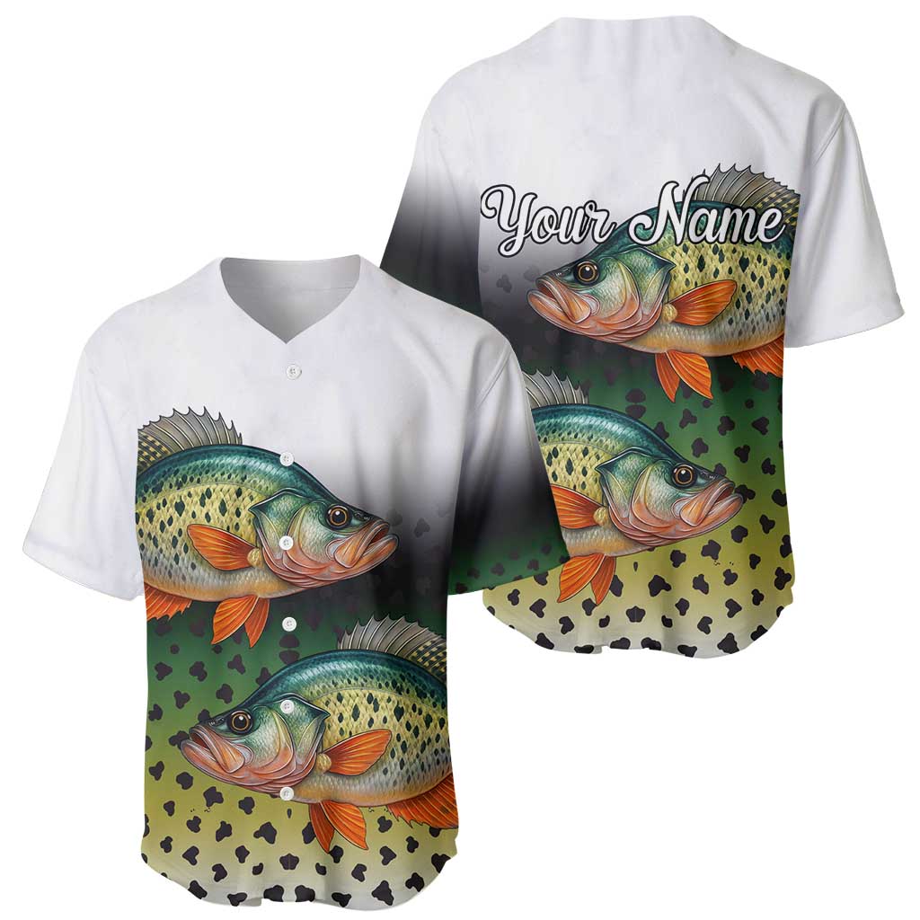 Colorful Crappie Fishing Green Scales Baseball Jersey Gradient Camo Pattern and Custom Name Fishing - Wonder Print Shop