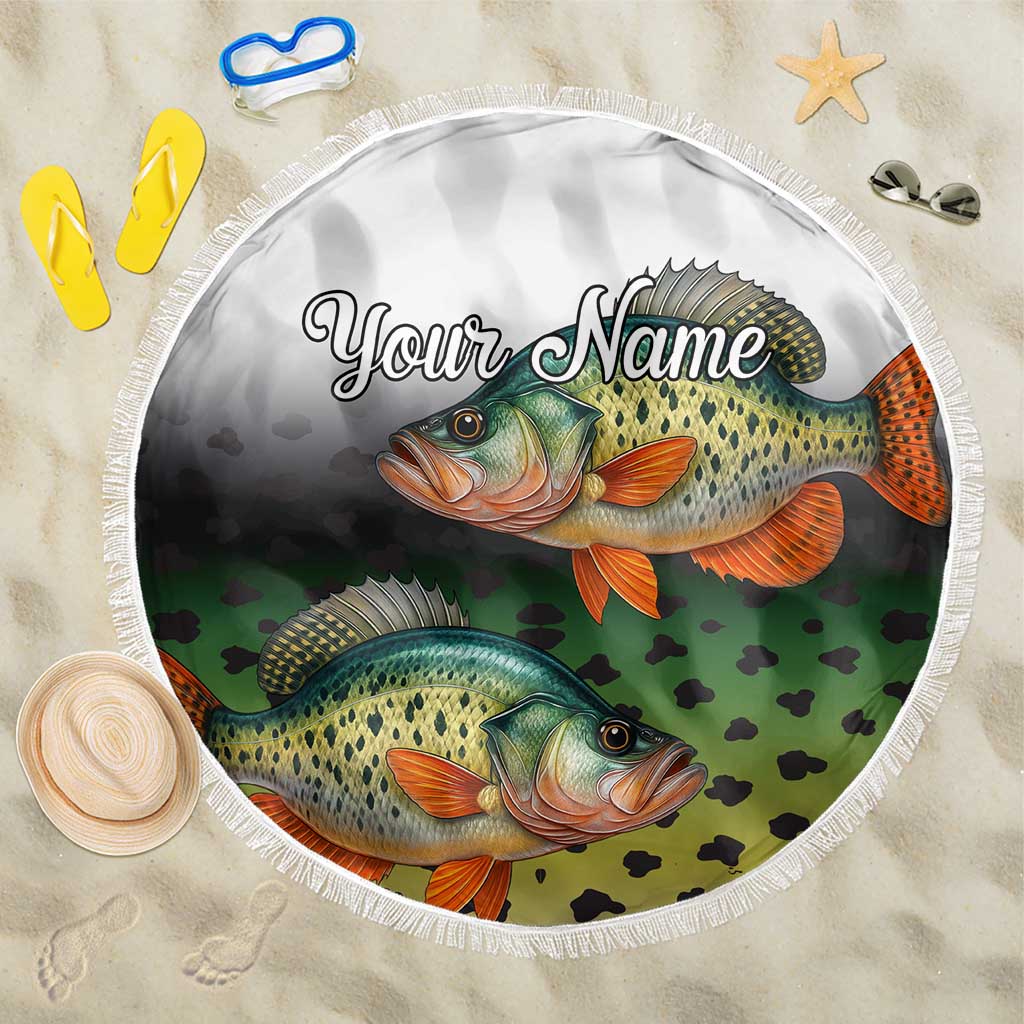 Colorful Crappie Fishing Green Scales Beach Blanket Gradient Camo Pattern and Custom Name Fishing - Wonder Print Shop