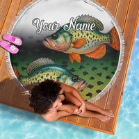 Colorful Crappie Fishing Green Scales Beach Blanket Gradient Camo Pattern and Custom Name Fishing - Wonder Print Shop