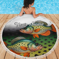 Colorful Crappie Fishing Green Scales Beach Blanket Gradient Camo Pattern and Custom Name Fishing - Wonder Print Shop