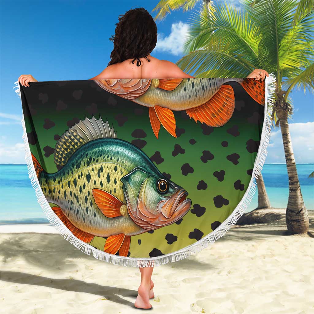 Colorful Crappie Fishing Green Scales Beach Blanket Gradient Camo Pattern and Custom Name Fishing - Wonder Print Shop