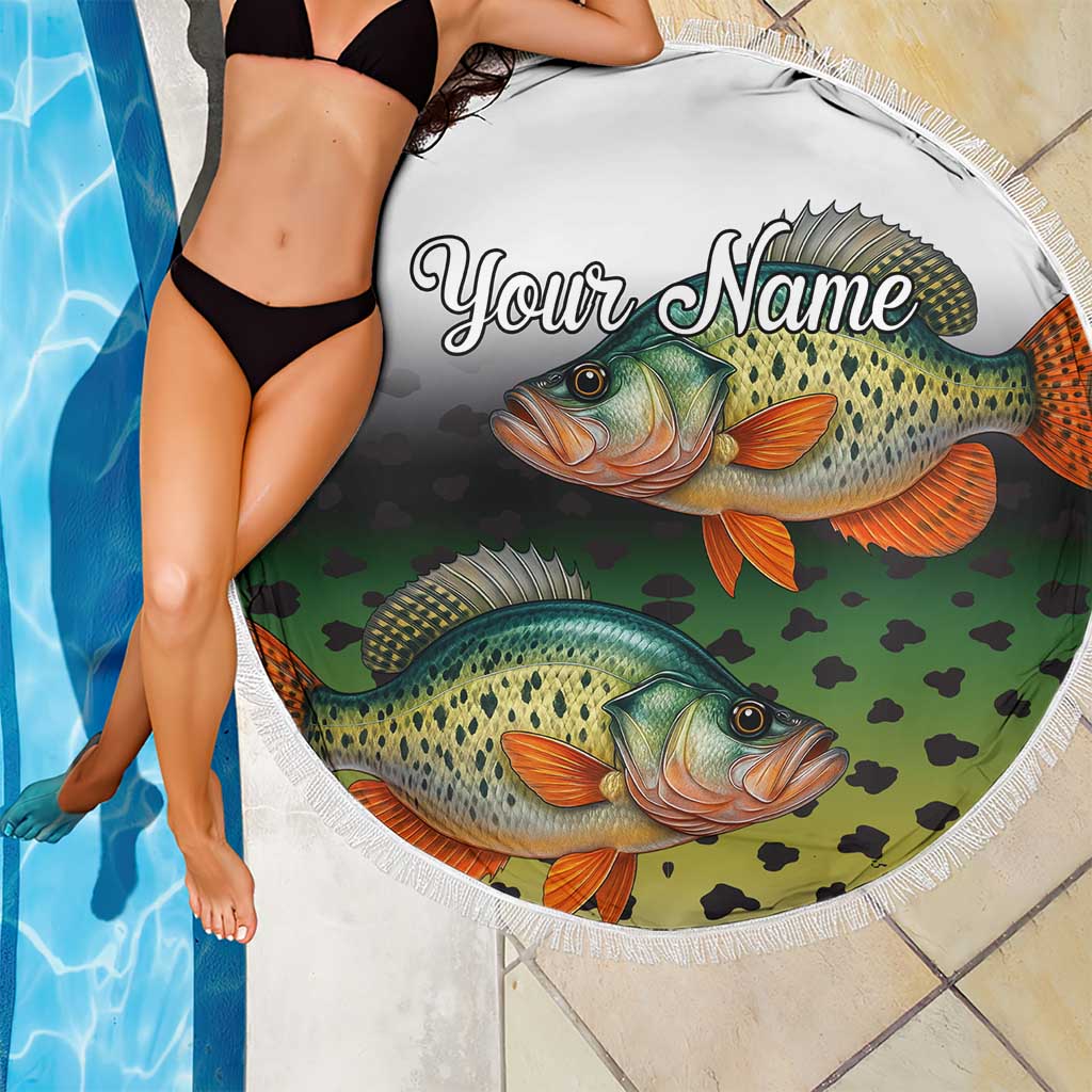 Colorful Crappie Fishing Green Scales Beach Blanket Gradient Camo Pattern and Custom Name Fishing - Wonder Print Shop