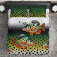 Colorful Crappie Fishing Green Scales Bedding Set Gradient Camo Pattern and Custom Name Fishing - Wonder Print Shop