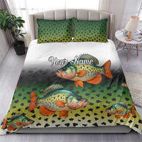 Colorful Crappie Fishing Green Scales Bedding Set Gradient Camo Pattern and Custom Name Fishing - Wonder Print Shop