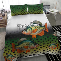 Colorful Crappie Fishing Green Scales Bedding Set Gradient Camo Pattern and Custom Name Fishing - Wonder Print Shop