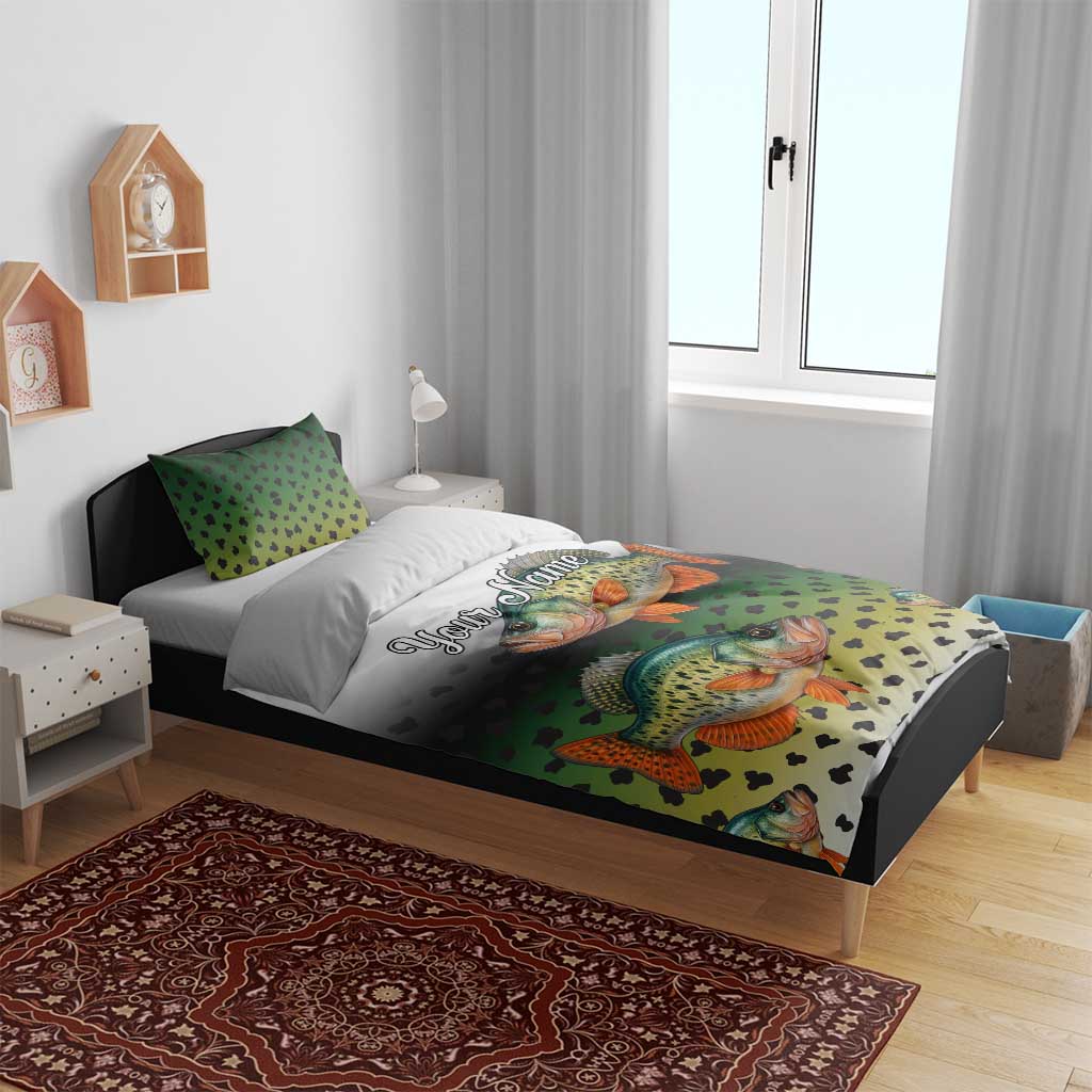 Colorful Crappie Fishing Green Scales Bedding Set Gradient Camo Pattern and Custom Name Fishing - Wonder Print Shop