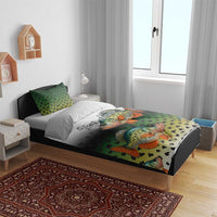 Colorful Crappie Fishing Green Scales Bedding Set Gradient Camo Pattern and Custom Name Fishing - Wonder Print Shop