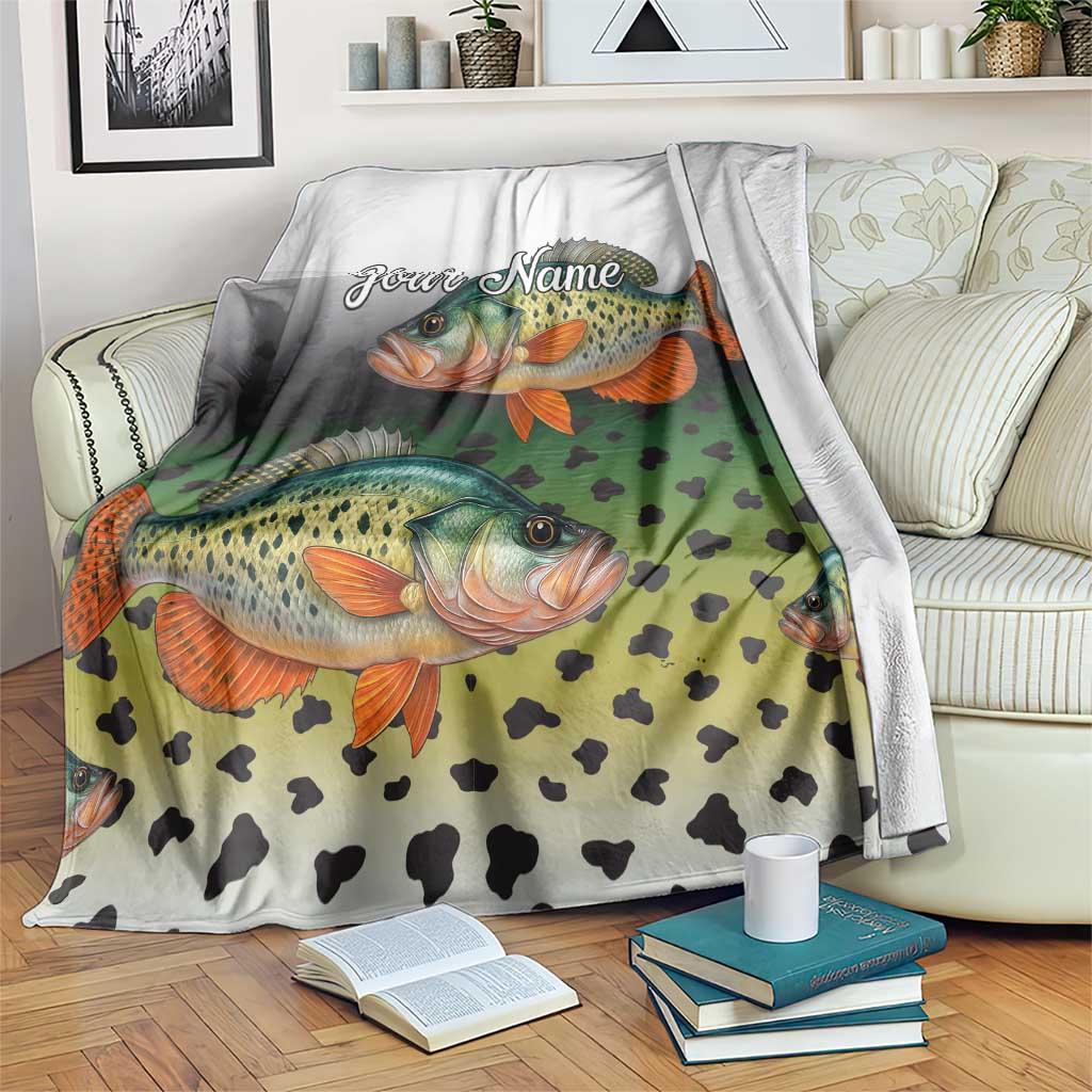 Colorful Crappie Fishing Green Scales Blanket Gradient Camo Pattern and Custom Name Fishing - Wonder Print Shop