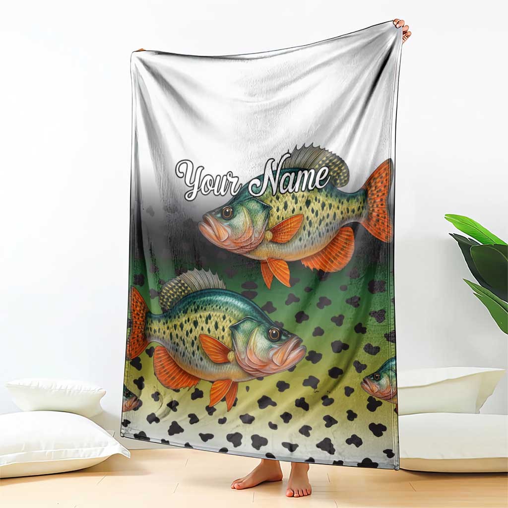 Colorful Crappie Fishing Green Scales Blanket Gradient Camo Pattern and Custom Name Fishing - Wonder Print Shop