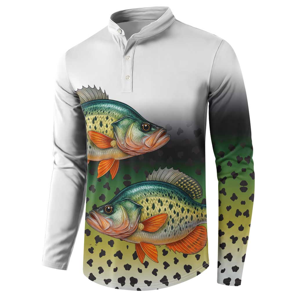 Colorful Crappie Fishing Green Scales Button Sweatshirt Gradient Camo Pattern and Custom Name Fishing - Wonder Print Shop