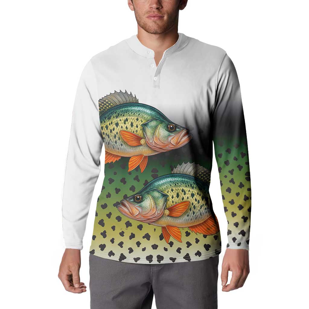 Colorful Crappie Fishing Green Scales Button Sweatshirt Gradient Camo Pattern and Custom Name Fishing - Wonder Print Shop