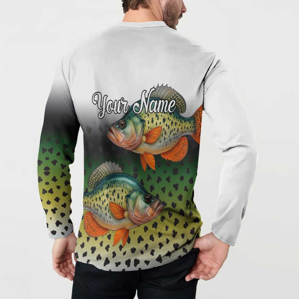 Colorful Crappie Fishing Green Scales Button Sweatshirt Gradient Camo Pattern and Custom Name Fishing - Wonder Print Shop