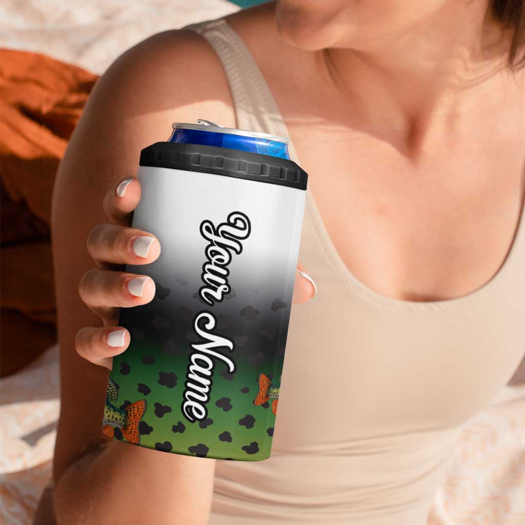 Colorful Crappie Fishing Green Scales 4 in 1 Can Cooler Tumbler Gradient Camo Pattern and Custom Name Fishing - Wonder Print Shop