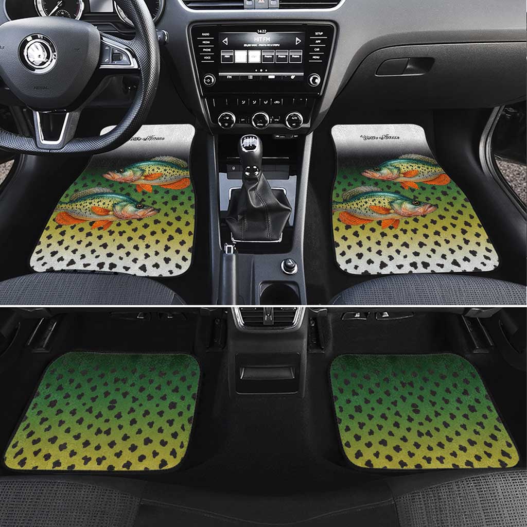 Colorful Crappie Fishing Green Scales Car Mats Gradient Camo Pattern and Custom Name Fishing - Wonder Print Shop