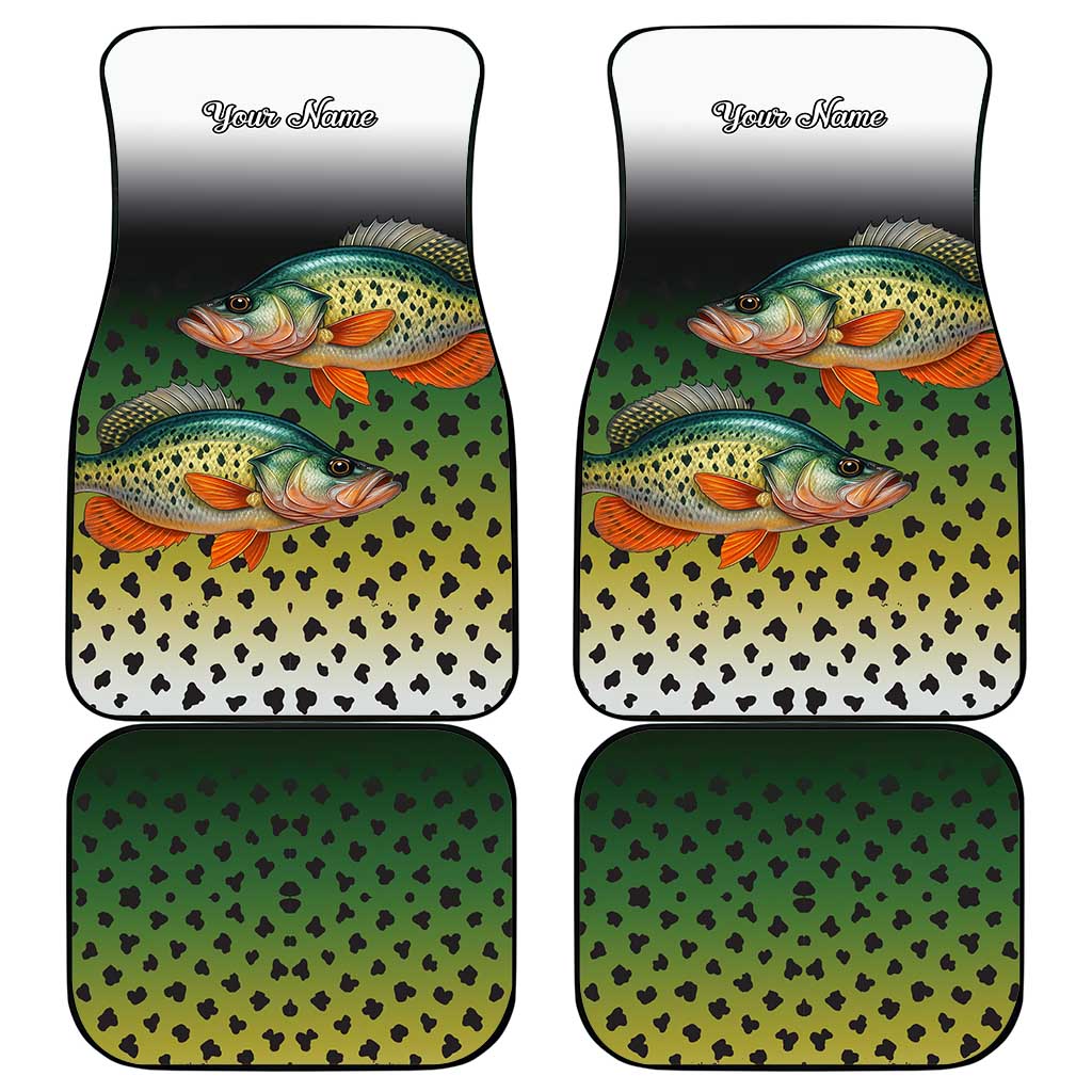 Colorful Crappie Fishing Green Scales Car Mats Gradient Camo Pattern and Custom Name Fishing - Wonder Print Shop