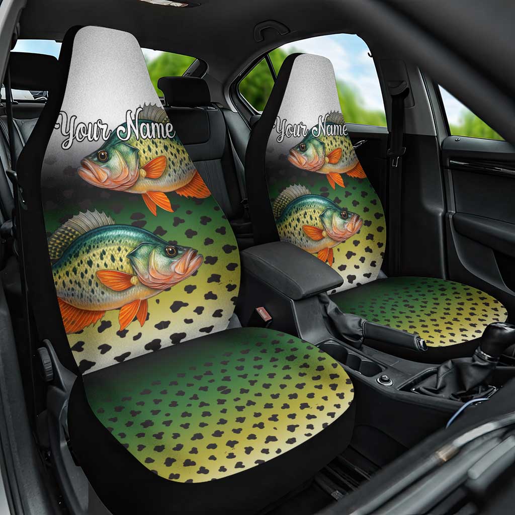 Colorful Crappie Fishing Green Scales Car Seat Cover Gradient Camo Pattern and Custom Name Fishing - Wonder Print Shop