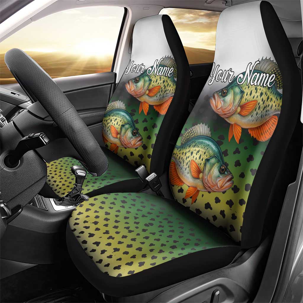 Colorful Crappie Fishing Green Scales Car Seat Cover Gradient Camo Pattern and Custom Name Fishing - Wonder Print Shop
